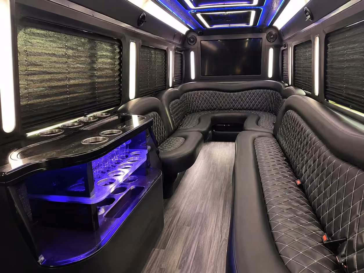 15 passenger party bus interior