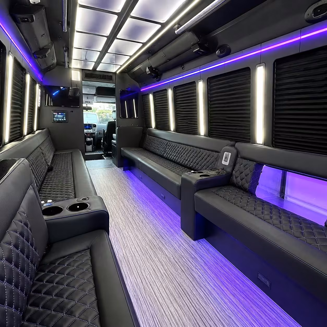 30 passenger party bus inside