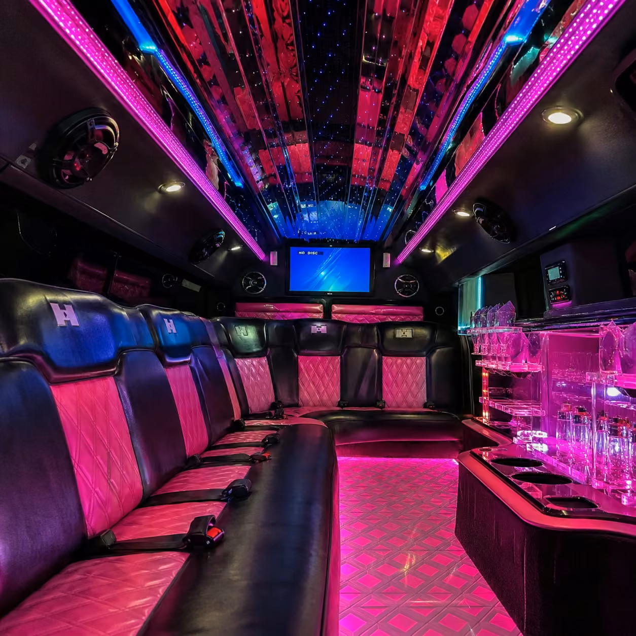 pink limo inside